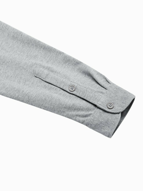 Ombre Clothing Pánska košeľa s dlhým rukávom K542 - sivá