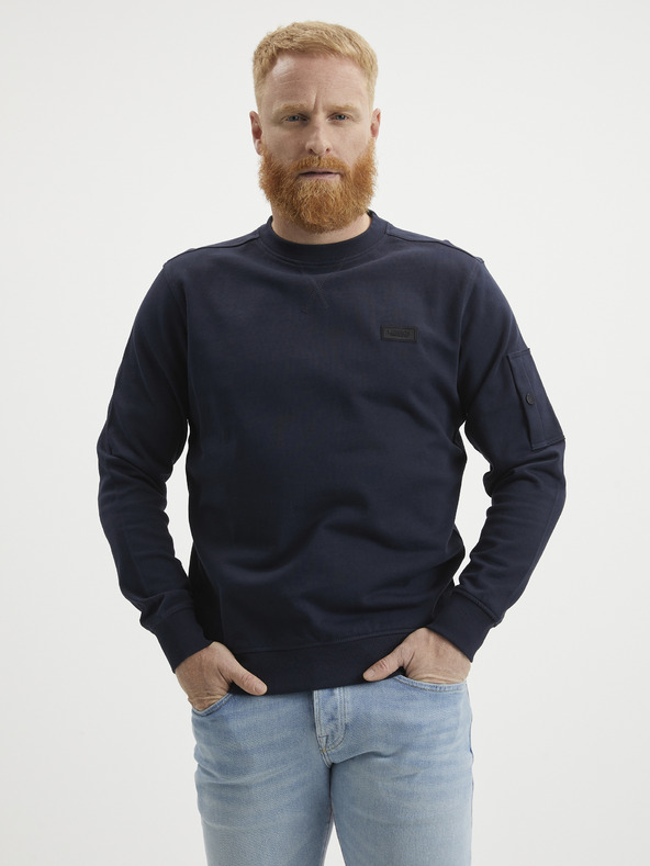 LERROS Tmavomodrá pánska mikina LERROS