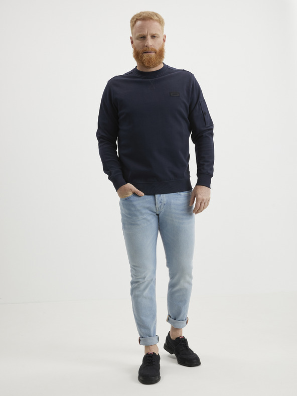 LERROS Tmavomodrá pánska mikina LERROS