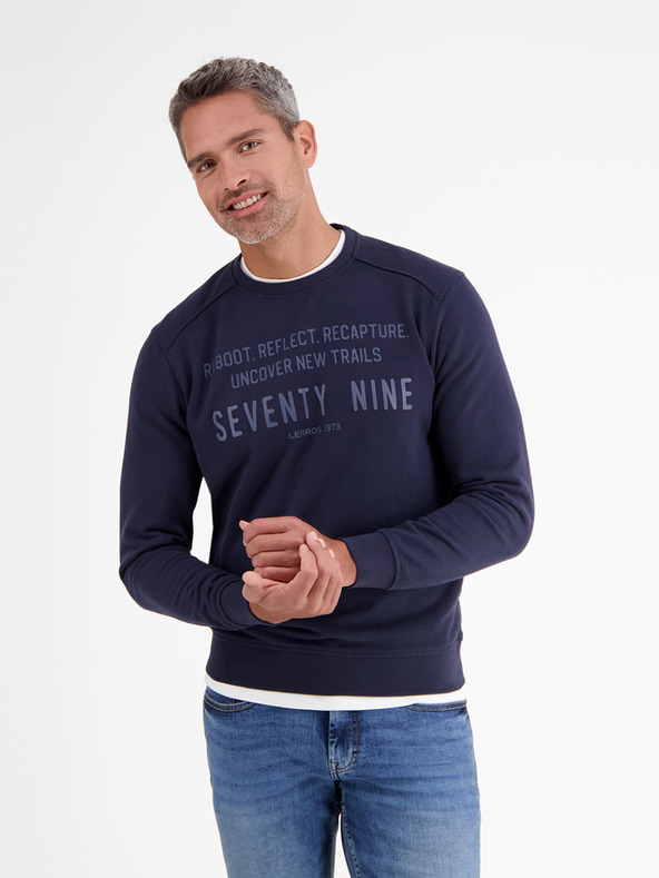 LERROS Tmavomodrá pánska mikina LERROS