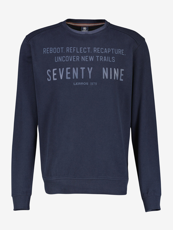 LERROS Tmavomodrá pánska mikina LERROS