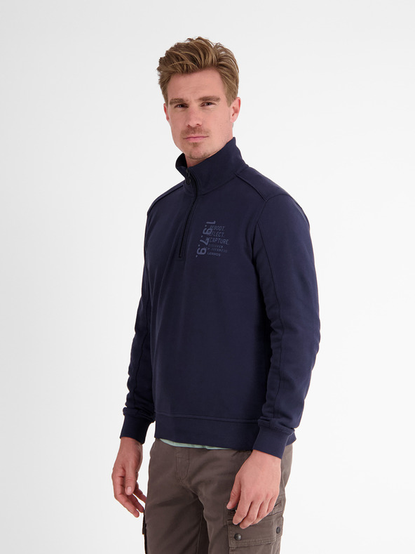 LERROS Tmavomodrá pánska mikina na zips LERROS