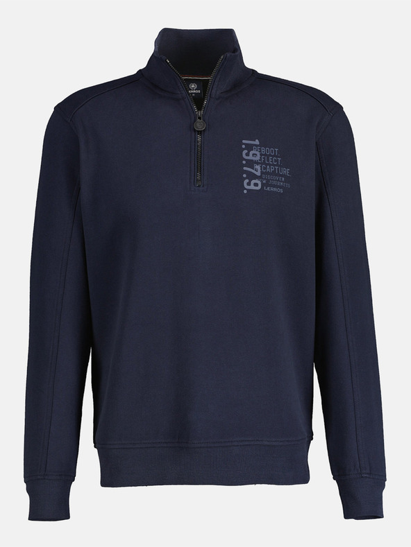LERROS Tmavomodrá pánska mikina na zips LERROS
