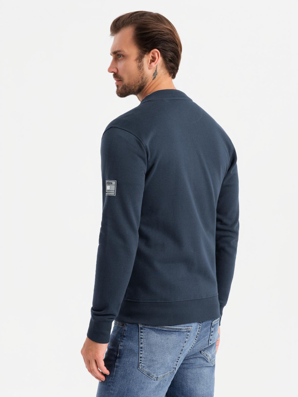 Ombre Clothing Pánska štruktúrovaná pletená mikina s golierom - grafitový melír V1 OM-SSNZ-0149 Ombre Clothing