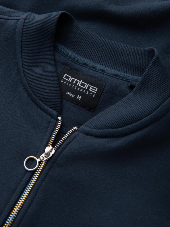 Ombre Clothing Pánska štruktúrovaná pletená mikina s golierom - grafitový melír V1 OM-SSNZ-0149 Ombre Clothing