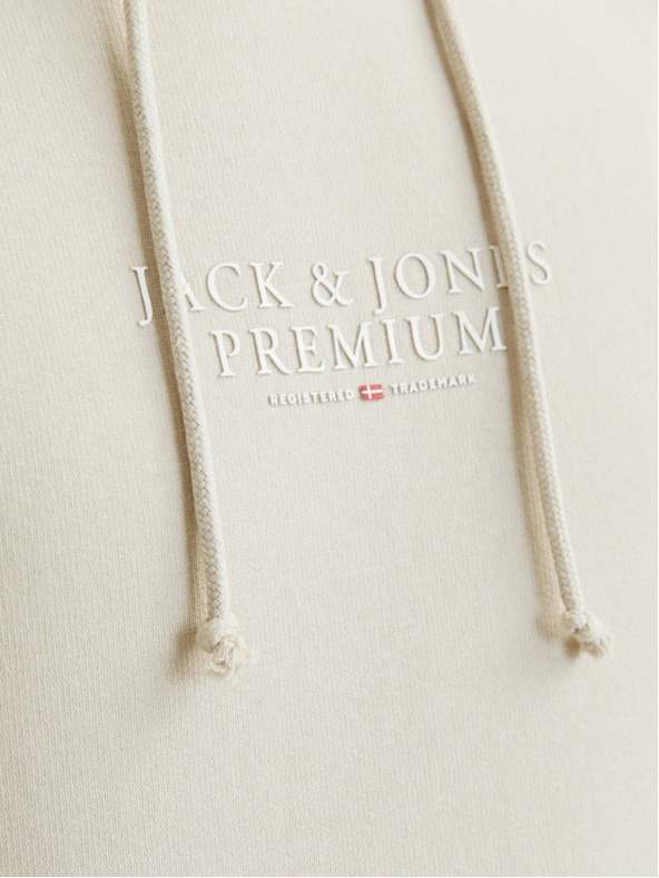 Jack & Jones Jack & Jones Pánska béžová mikina s kapucňou