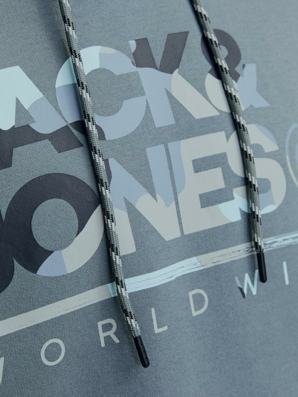 Jack & Jones Modrá pánska mikina Jack & Jones s kapucňou