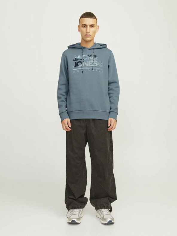 Jack & Jones Modrá pánska mikina Jack & Jones s kapucňou