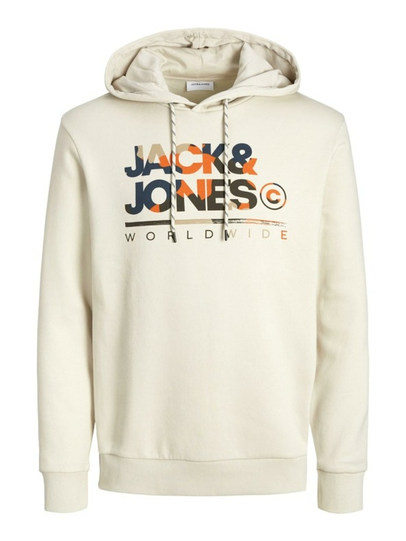 Jack & Jones Jack & Jones Pánska béžová mikina s kapucňou
