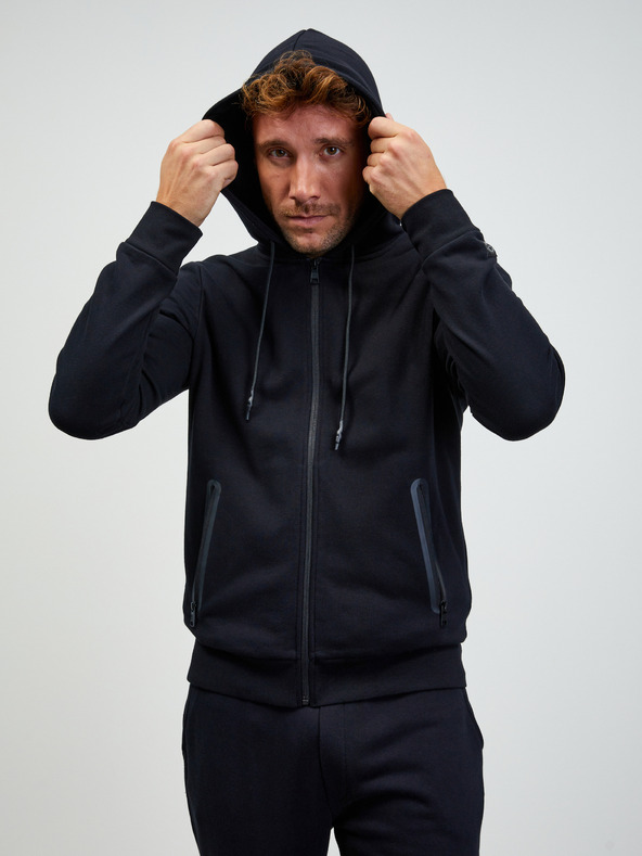 ZOOT.lab Čierna pánska základná mikina na zips s kapucňou ZOOT.lab Ralph