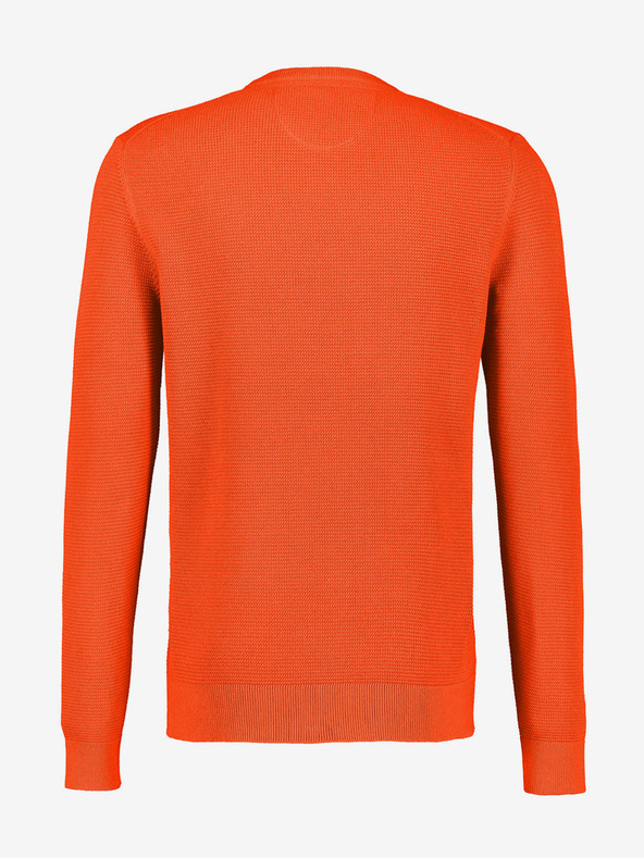 LERROS Oranžový pánsky rebrovaný základný sveter LERROS