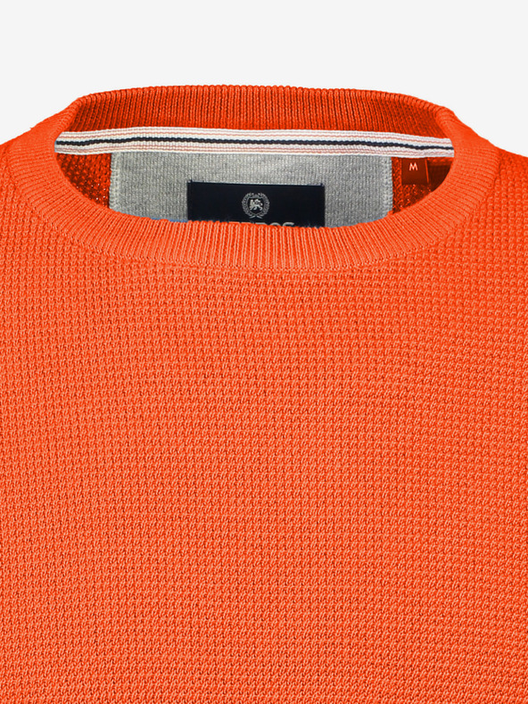 LERROS Oranžový pánsky rebrovaný základný sveter LERROS