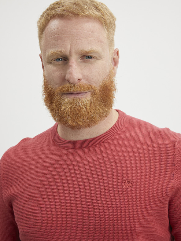 LERROS Červený pánsky základný sveter LERROS