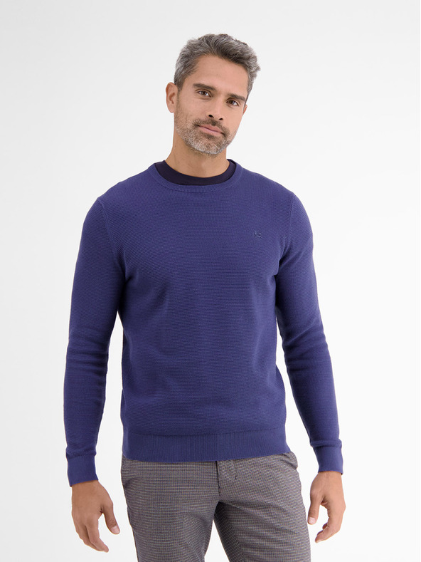 LERROS Tmavomodrý pánsky základný sveter LERROS