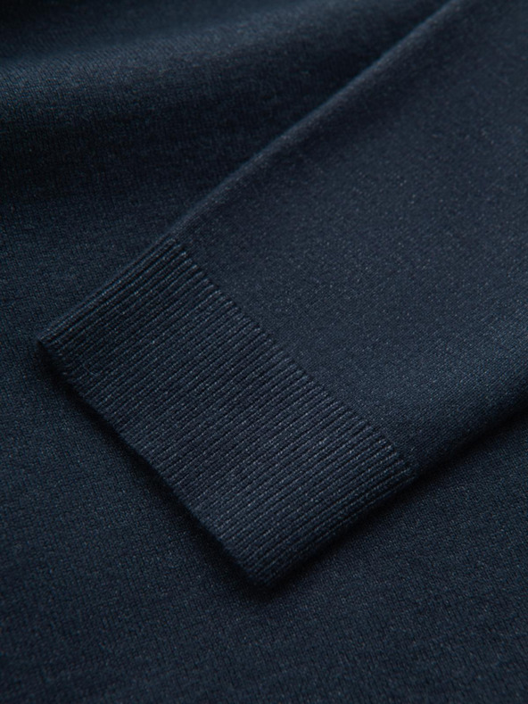 Ombre Clothing Pánsky pletený polovičný rolák s viskózou - tmavomodrý V4 OM-SWTN-0125 Ombre Oblečenie