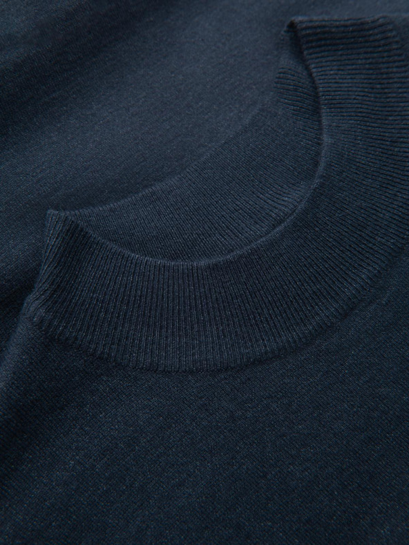 Ombre Clothing Pánsky pletený polovičný rolák s viskózou - tmavomodrý V4 OM-SWTN-0125 Ombre Oblečenie