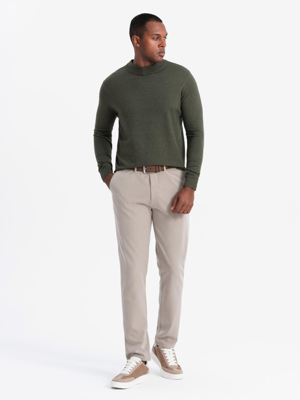 Ombre Clothing Pánsky pletený polodupačkový rolák s viskózou - tmavosivý V5 OM-SWTN-0125 Oblečenie Ombre