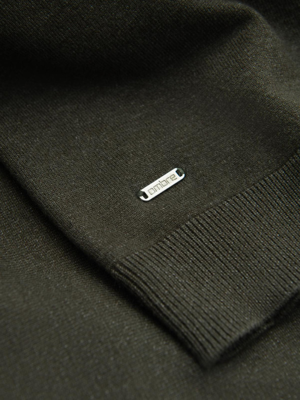 Ombre Clothing Pánsky pletený polodupačkový rolák s viskózou - tmavosivý V5 OM-SWTN-0125 Oblečenie Ombre