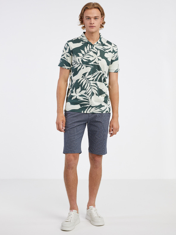 LERROS Krémovo-zelená pánska kvetinová polokošeľa LERROS