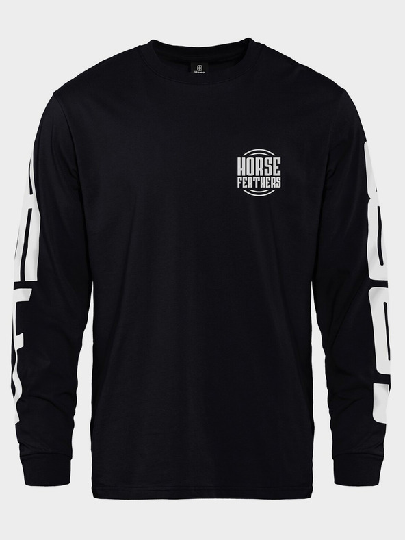 Horsefeathers Tričko Tall Typo LS - čierne veľkosť L HORSEFEATHERS