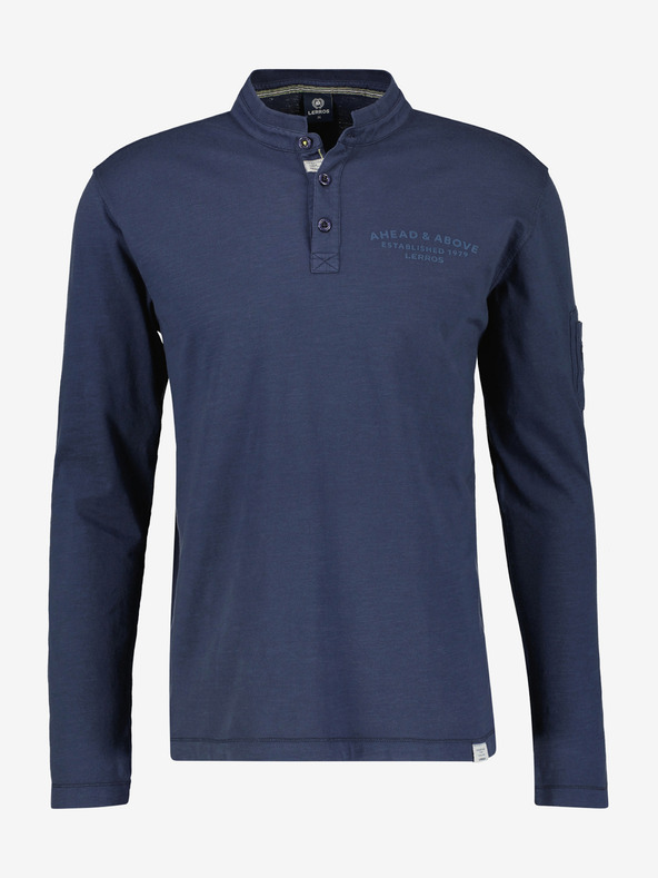 LERROS Tmavomodrá pánska polokošeľa s dlhým rukávom LERROS