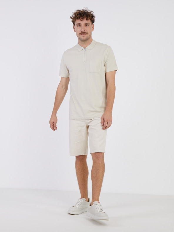 LERROS Béžová pánska polokošeľa LERROS