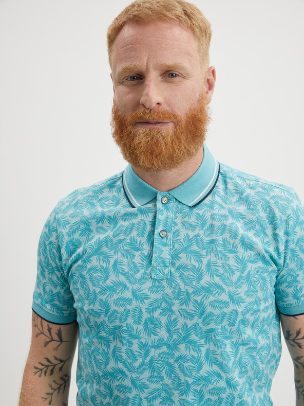 LERROS Modrá pánska polokošeľa LERROS