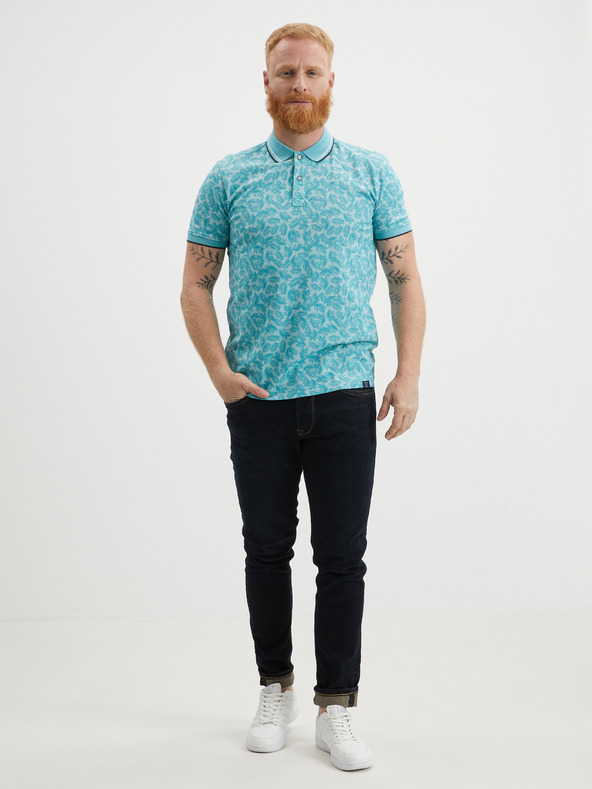 LERROS Modrá pánska polokošeľa LERROS