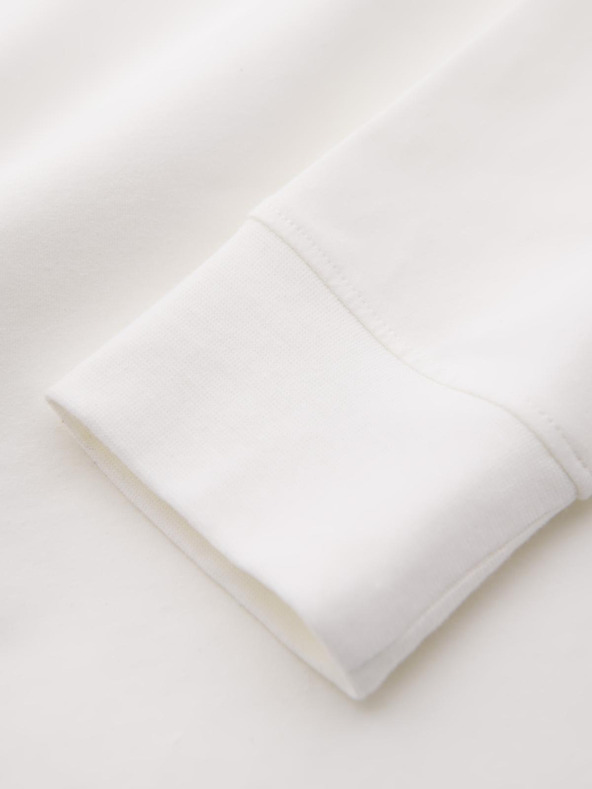 Ombre Clothing Pánske bavlnené tričko LOOSE FIT s dlhým rukávom a okrúhlym výstrihom - krémové V2 OM-LSBC-0129 Ombre Clothing