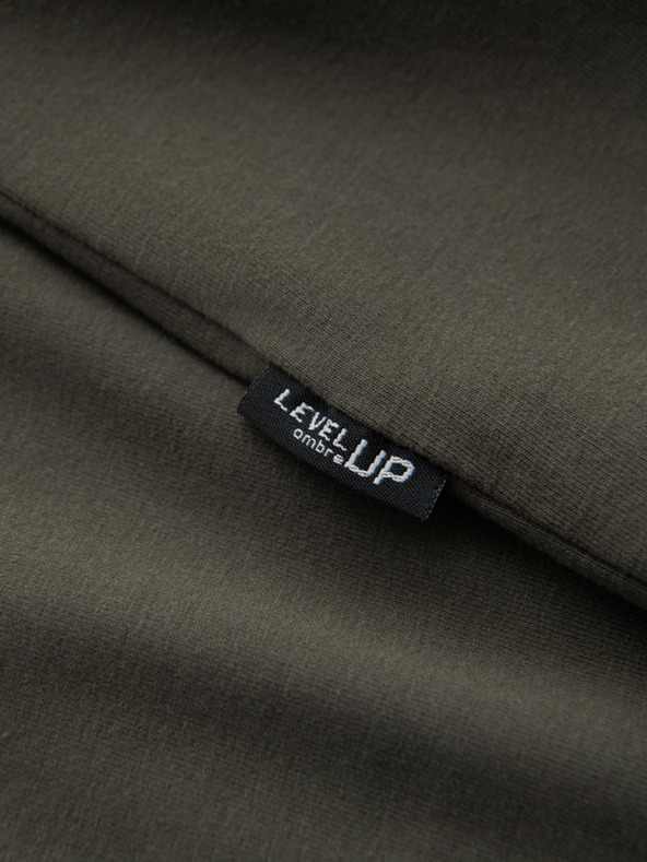 Ombre Clothing Pánske bavlnené tričko LOOSE FIT s dlhým rukávom a okrúhlym výstrihom - sivozelené V3 OM-LSBC-0129 Ombre Clothing