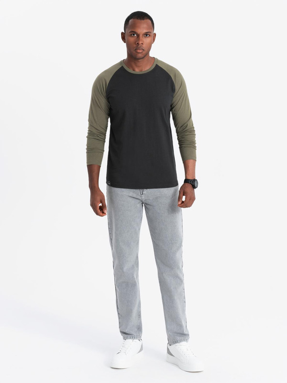 Ombre Clothing Pánske tričko s potlačou a dlhým rukávom - čierne V1 OM-LSPT-0119 Oblečenie Ombre