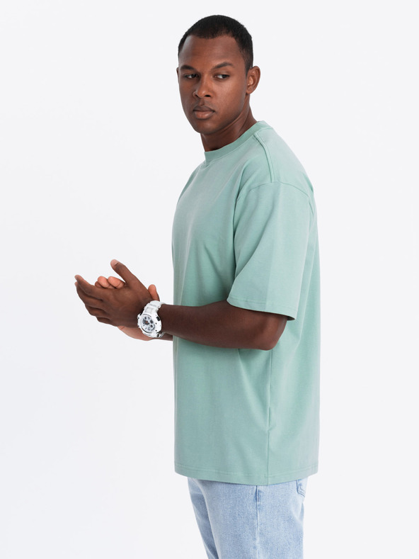 Ombre Clothing Pánske tričko LOOSE FIT s mätovým vreckom Ombre Clothing