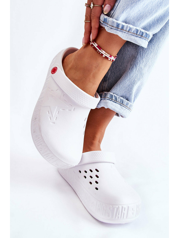BIG STAR SHOES Dámske svetlé šľapky Kroks Big Star biele