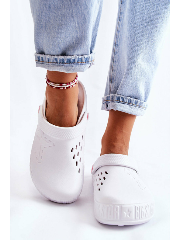 BIG STAR SHOES Dámske svetlé šľapky Kroks Big Star biele