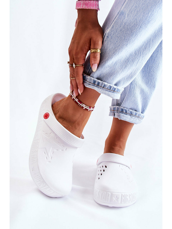 BIG STAR SHOES Dámske svetlé šľapky Kroks Big Star biele