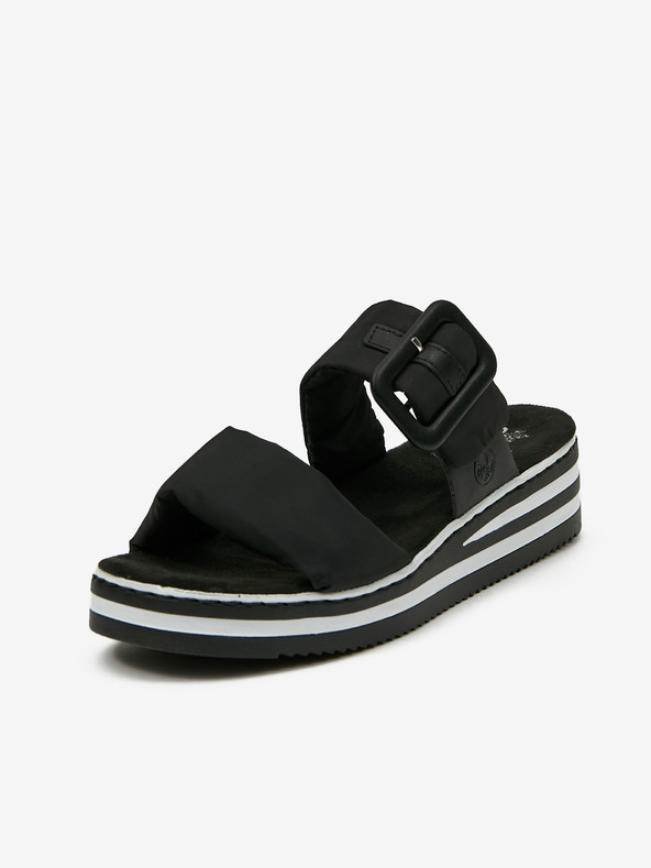 Rieker Čierne dámske papuče na klinoch Rieker