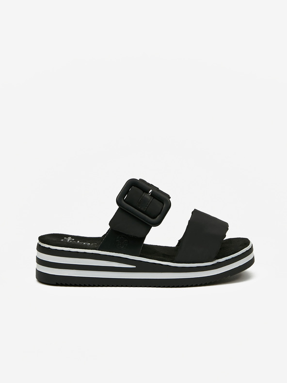 Rieker Čierne dámske papuče na klinoch Rieker