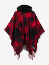 Desigual Čierno-červené dámske kockované pončo Desigual Checkys Arenal/Zipper