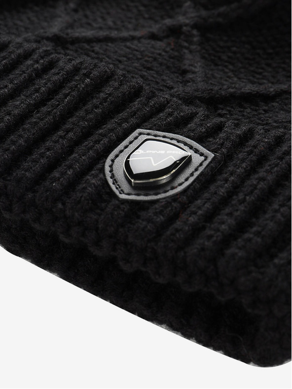 ALPINE PRO Zateplená čiapka s bambulou ALPINE PRO GODERE čierna