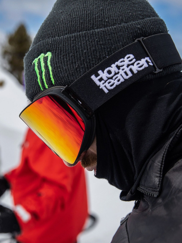 Horsefeathers Snowboardové okuliare Edmond - čierne/zrkadlovo červené HORSEFEATHERS
