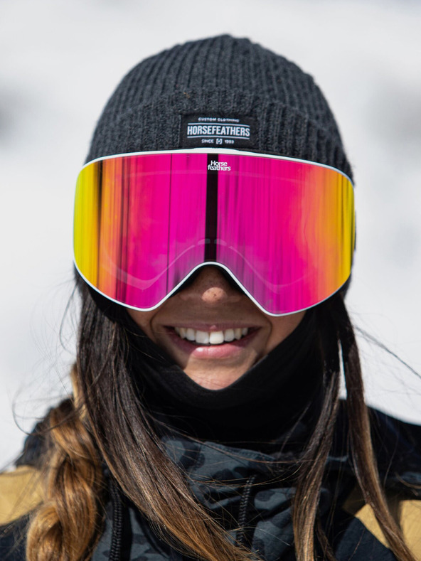 Horsefeathers Snowboardové okuliare Edmond - biele/zrkadlovo ružové HORSEFEATHERS