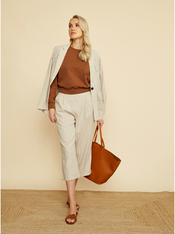 ZOOT.lab Béžové pruhované culottes ZOOT.lab Anika