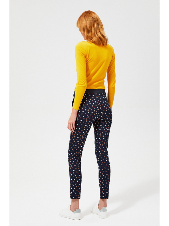 Moodo Tmavomodré dámske vzorované nohavice Moodo