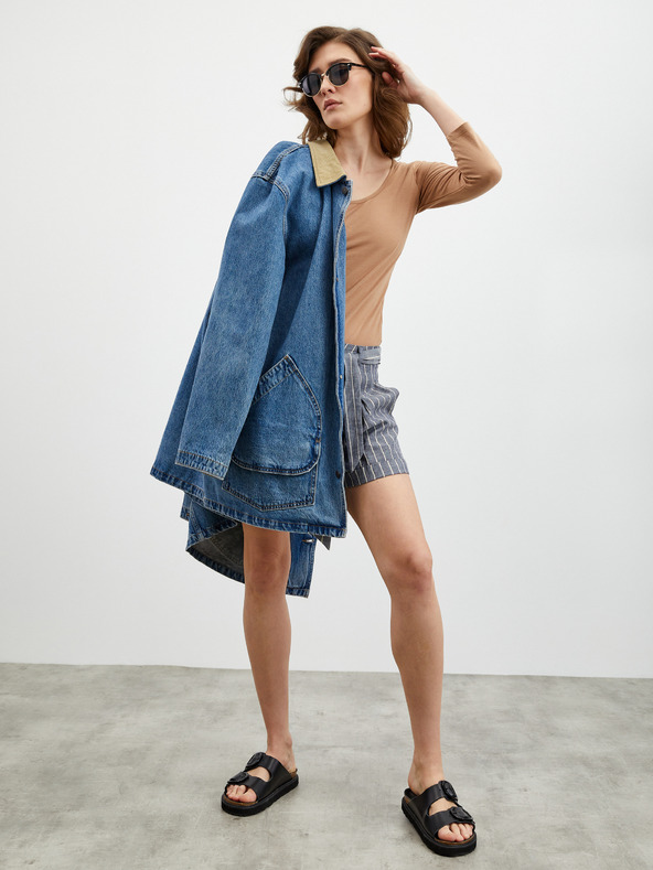 ZOOT.lab Šedé a modré dámske pruhované šortky ZOOT.lab Julette