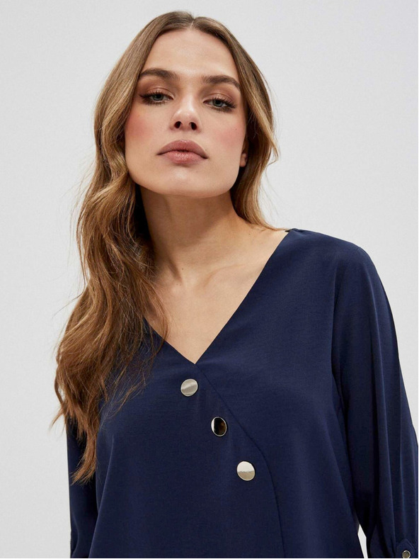 Moodo Tmavomodrá dámska blúzka Moodo