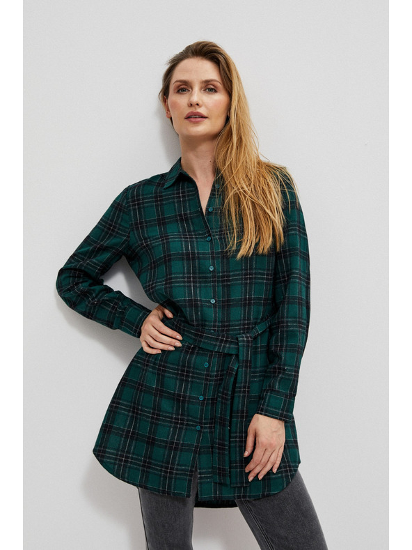 Moodo Tmavo zelená dámska pruhovaná košeľa Moodo