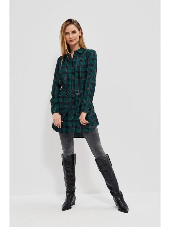 Moodo Tmavo zelená dámska pruhovaná košeľa Moodo