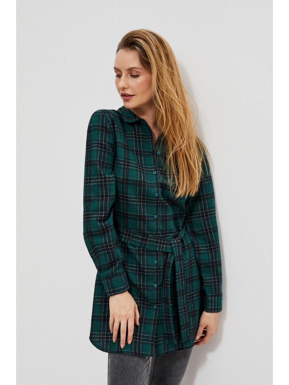 Moodo Tmavo zelená dámska pruhovaná košeľa Moodo