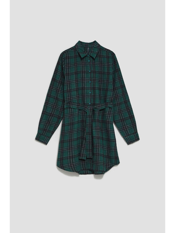 Moodo Tmavo zelená dámska pruhovaná košeľa Moodo