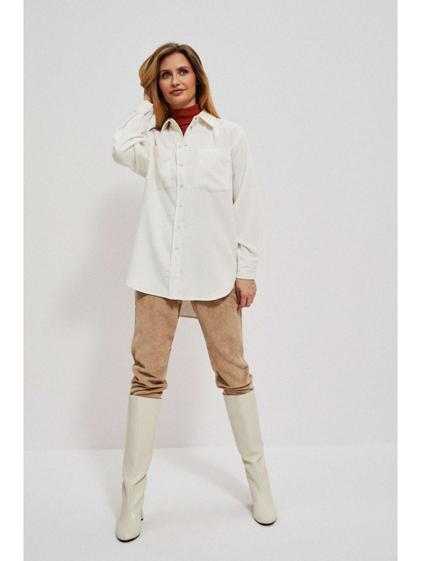 Moodo Krémová dámska menčestrová košeľa Moodo